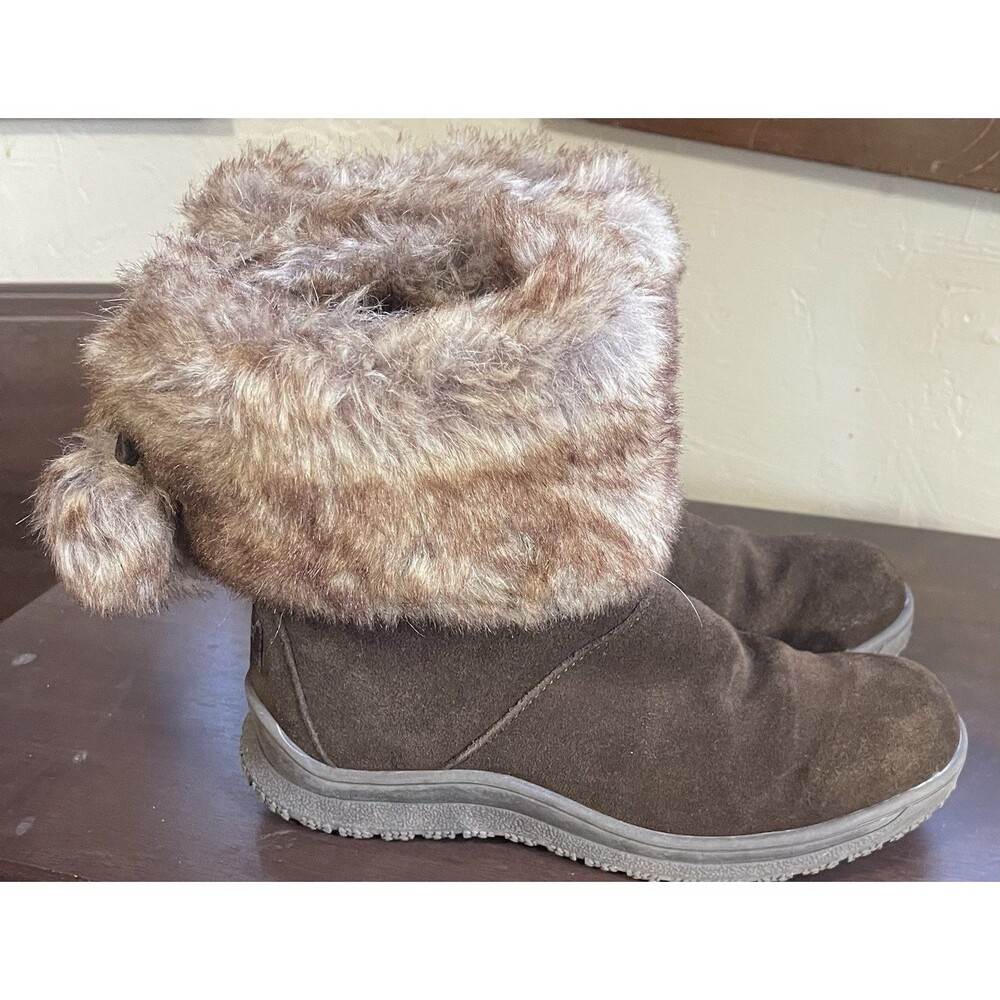 Minnetonka Suede Faux Fur Ankle Boots Brown Women's Size 6M - Picture 3 of 7